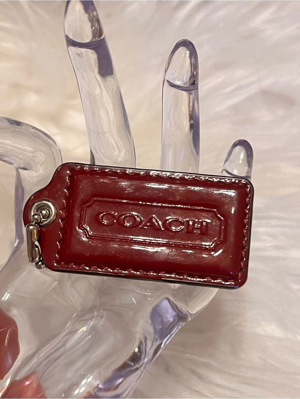 Coach Patent Leather Tag in Deep Burgundy